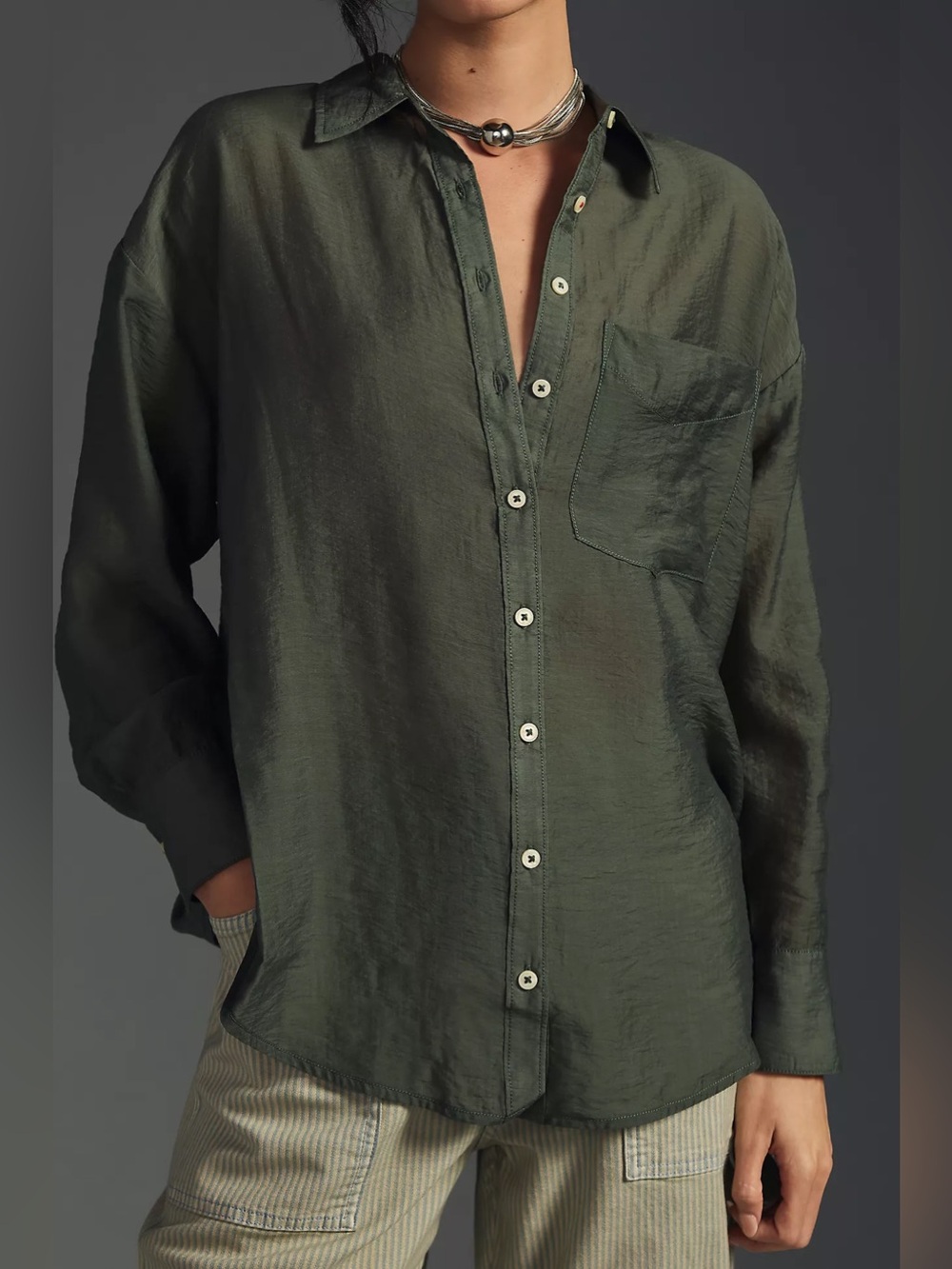 The Bennett Button Down Shirt by MAEVE Anthropologie: Sheer Edition - Picture 2 of 16